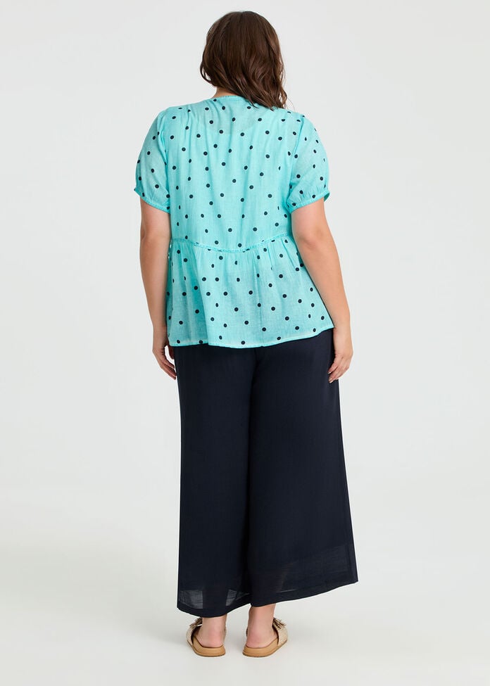Cotton Tiered Spot Top, SEASPRAY, hi-res