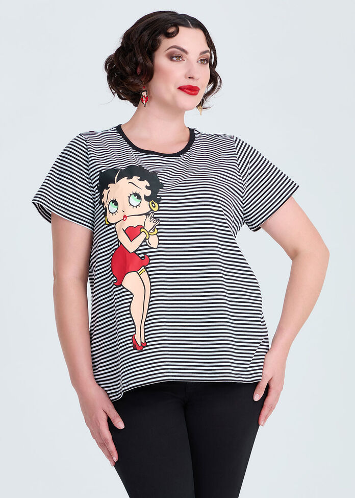 Shop Plus Size Betty Boop Stripe T-shirt, Stripes Taking Shape AU