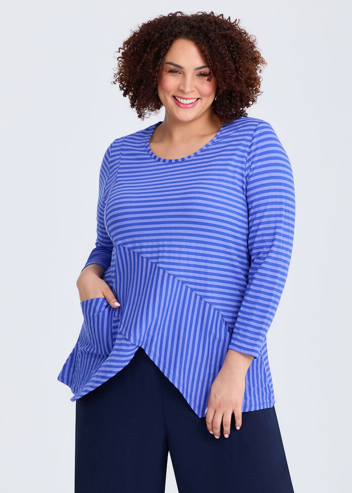 Natural Brianna Stripe Top, , hi-res