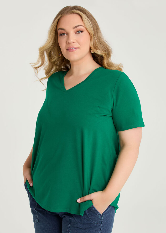 Australian Cotton V-neck T-shirt, , hi-res