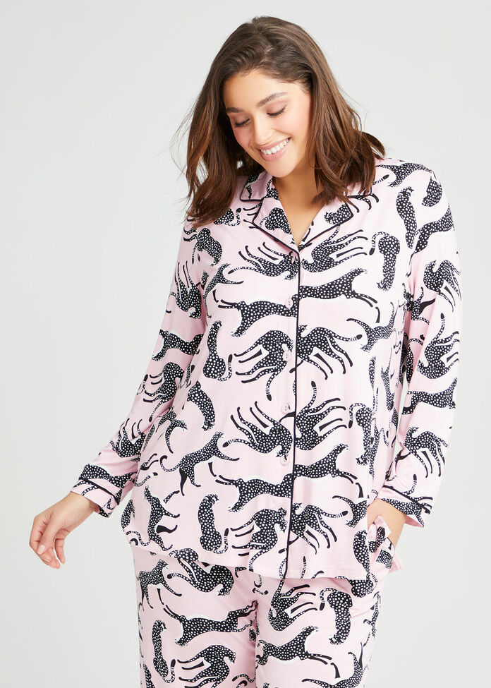 Bamboo Leopard Pyjama Top, , hi-res