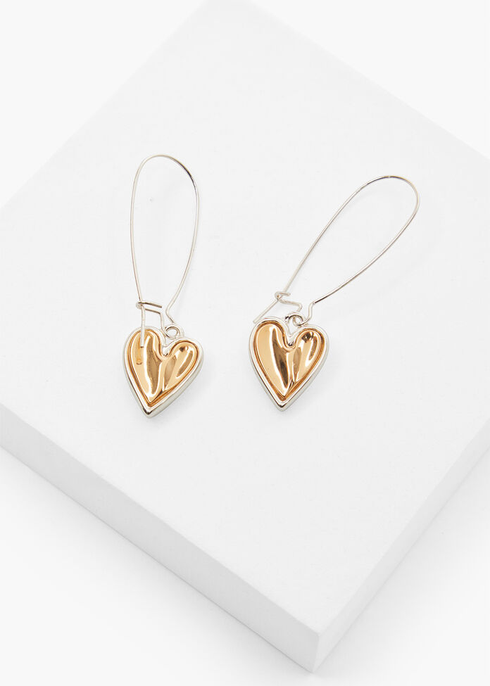 Reversible Heart Short Earrings, , hi-res
