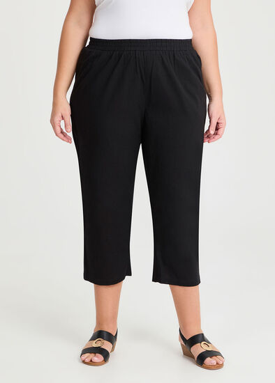 Plus Size Cotton Linen Crop Pant