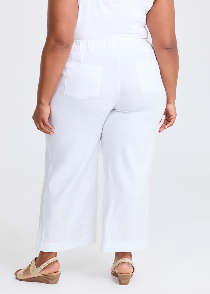 Petite Stretch Linen Bea Wide Pant, , hi-res