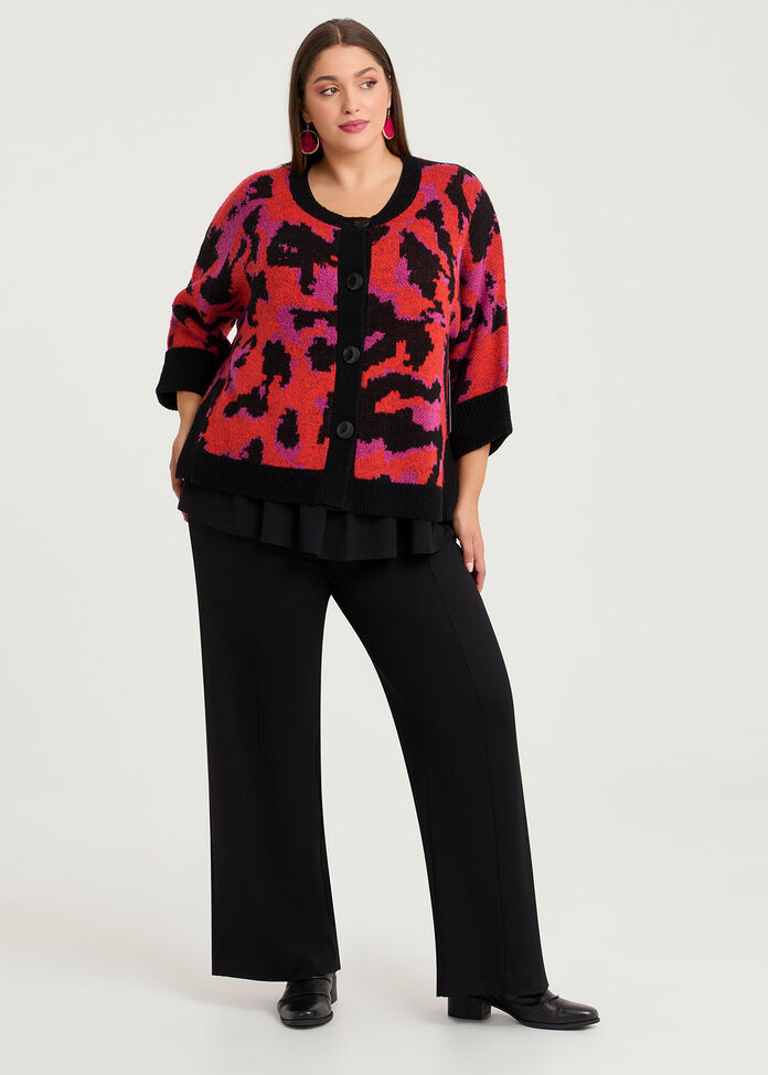 Leopard Wool Mix Knit Cardigan, , hi-res