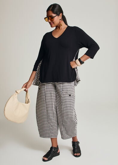 Plus Size Gingham Check Lantern Pant