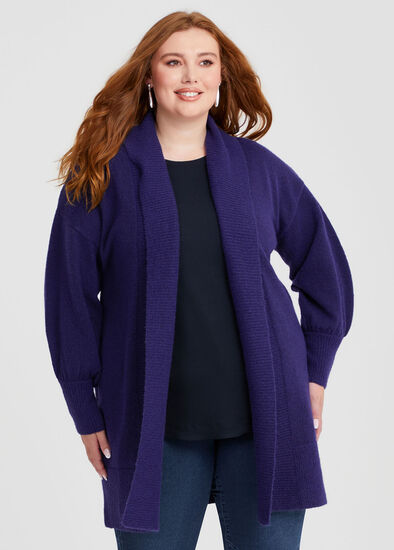 Plus Size Lofty Balloon Sleeve Cardigan