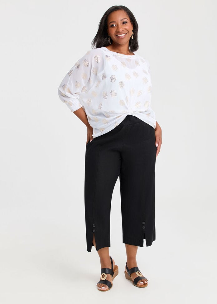 Stretch Linen Ayanna Crop Pant, , hi-res
