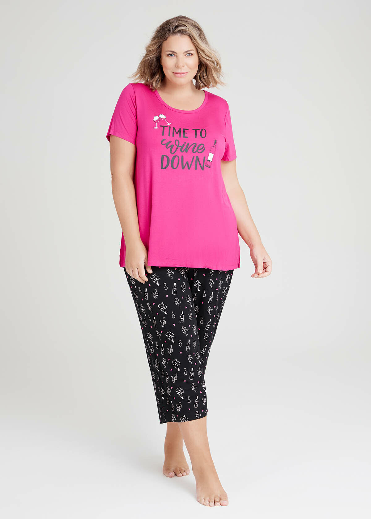 Shop Plus Size Bamboo Wine Down Pyjama Pant in Print Taking Shape AU