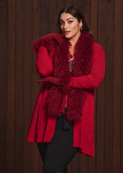Plus Size Lettuce Edge Bamboo Knit Cardigan