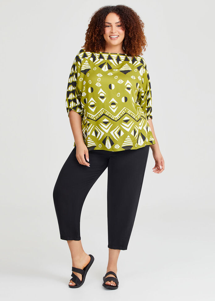 Natural Aztec Print Top, , hi-res