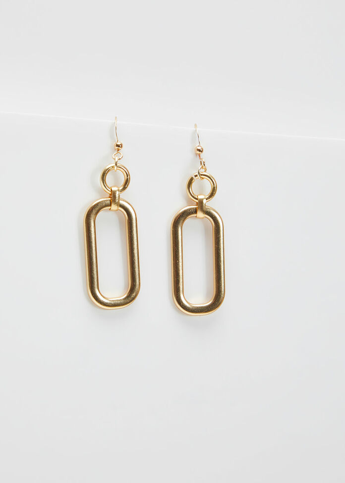 Gold Link Earrings, , hi-res