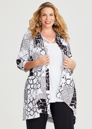 Plus Size Natural Nevis Abstract Shirt
