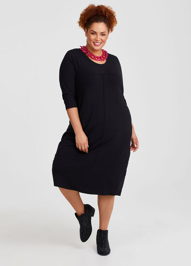 Plus Size Natural Mila Pinstitch Detail Dress