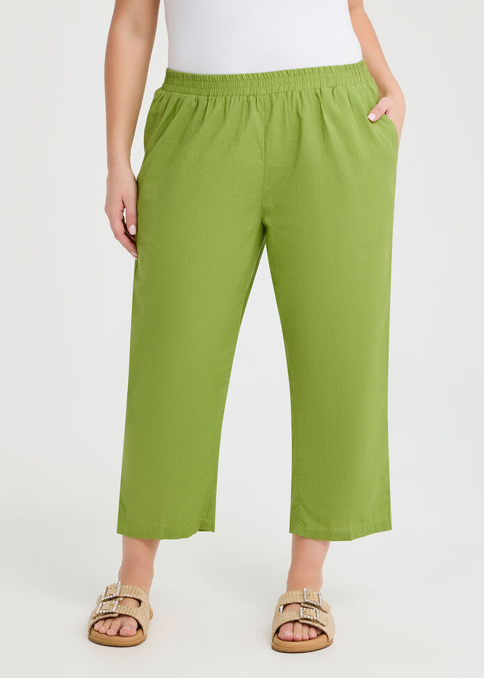 Cotton Linen Crop Pant, , hi-res