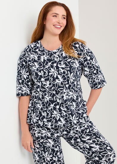 Plus Size Australian Cotton Dahlia Pyjama Top