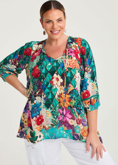 Plus Size Natural Shirred Top