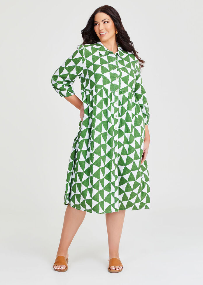 Shop Plus Size Linen Blend Eden Shirt Dress in Multi Taking Shape AU