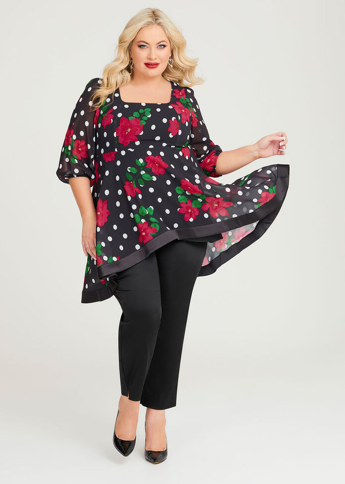 Floral Spot Chiffon Tunic, , hi-res