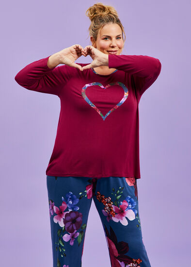 Plus Size Bamboo Romance Pyjama Top
