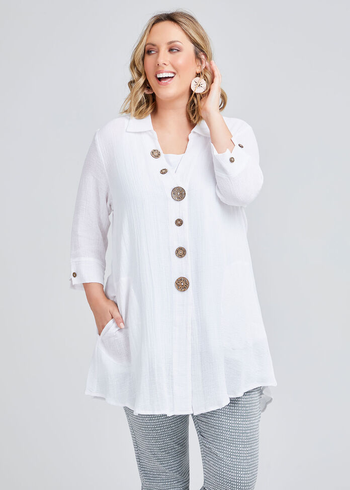 Maxine Linen Swing Shirt, , hi-res