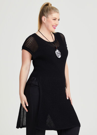 Plus Size Pointelle & Rib Knit Tunic