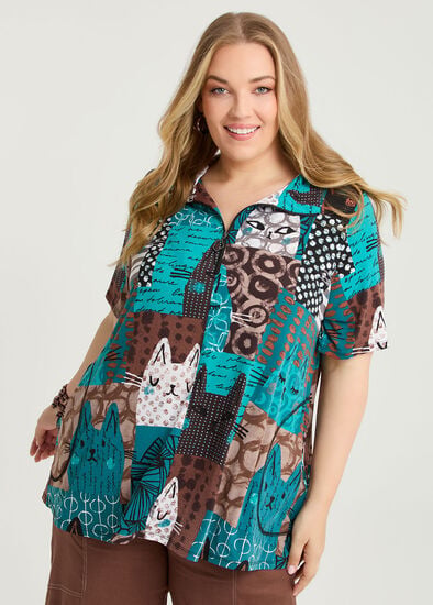 Plus Size Kiki Kat Zip Collar Luna Tunic