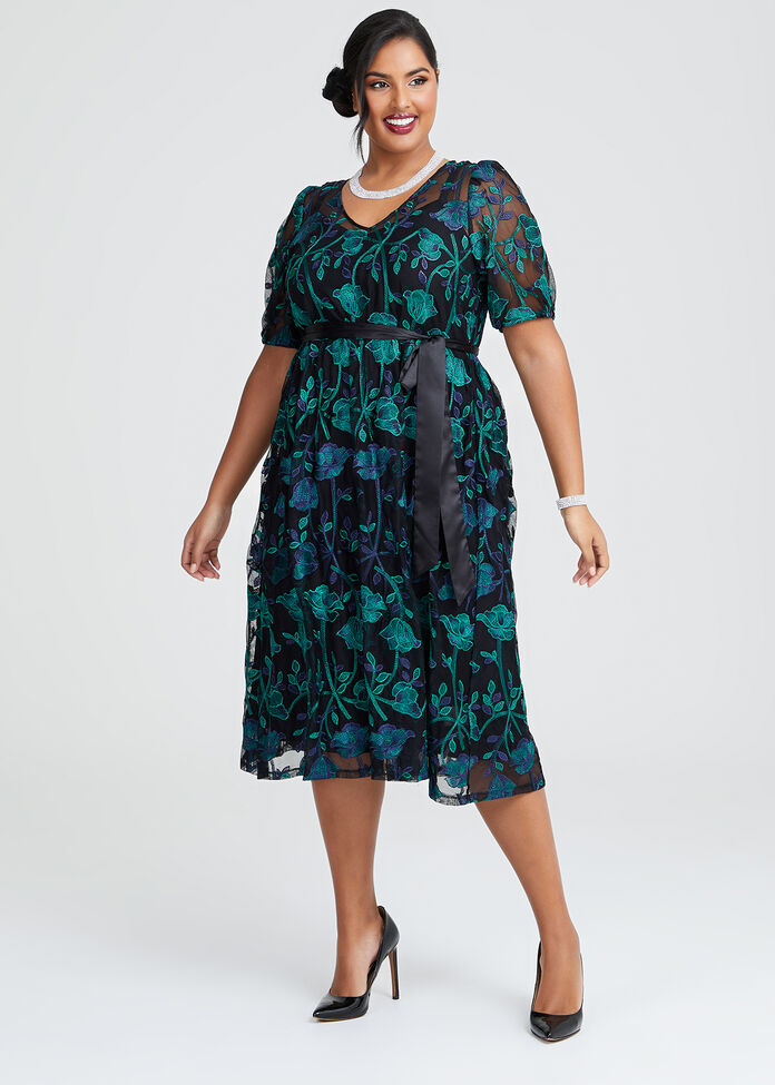 Shop Plus Size Azure Embroidered Dress in Multi | Taking Shape AU