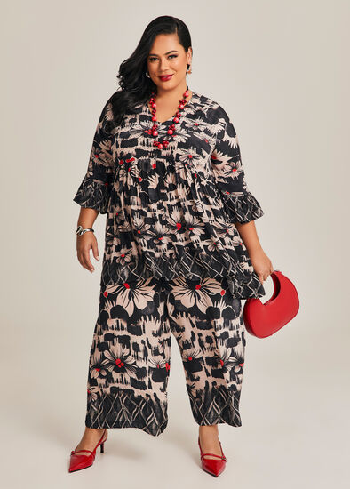 Plus Size Natural Syrah Wide Leg Pant