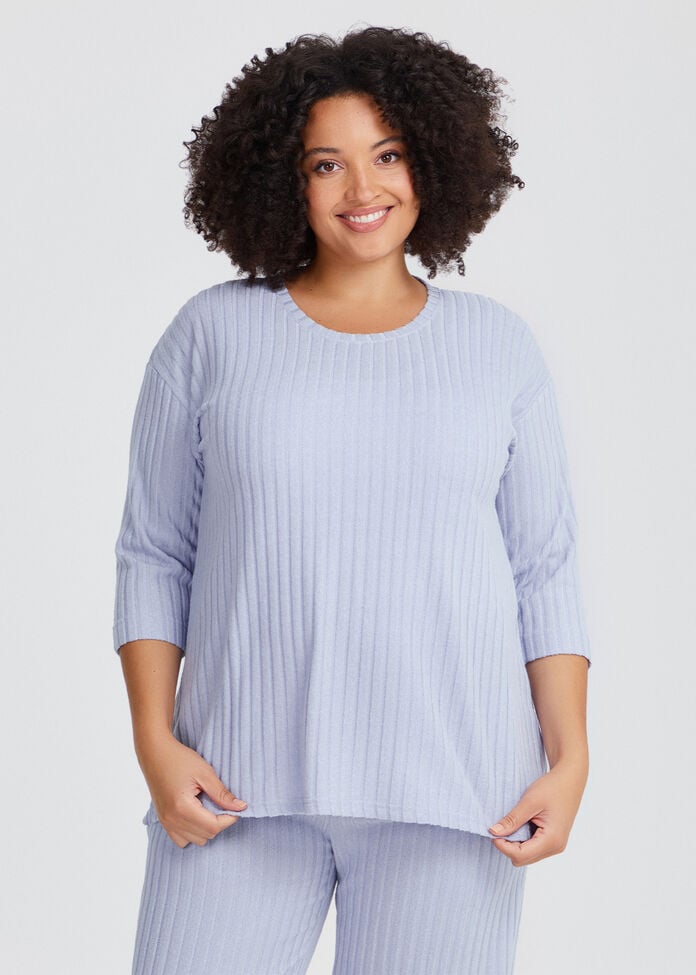 Cosy Rib Lounge Top, SERENITY BLUE, hi-res
