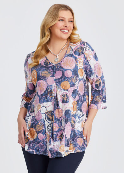 Plus Size Piia Pleat Foil & Bamboo Crush Top