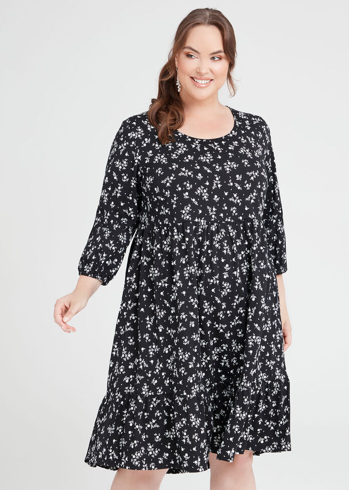 Organic Cotton Tiered Ditsy Dress, , hi-res