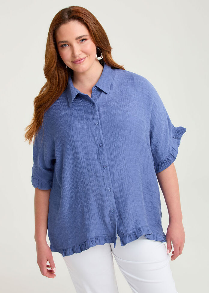 Natural Hope Ruffle Shirt, , hi-res