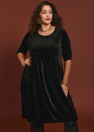 Plus Size Tulip Empire Velour Dress