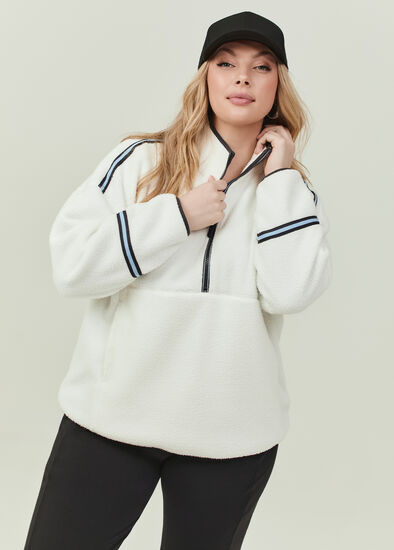 Plus Size Plush Half Zip Sherpa Fleece Top