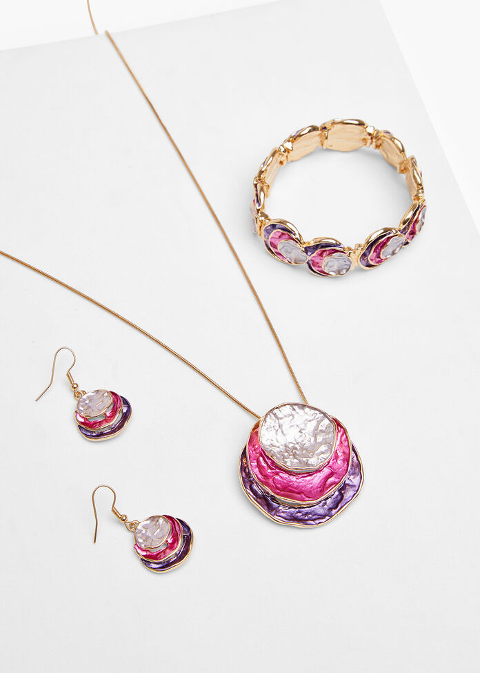 Layered Enamel Earrings, , hi-res