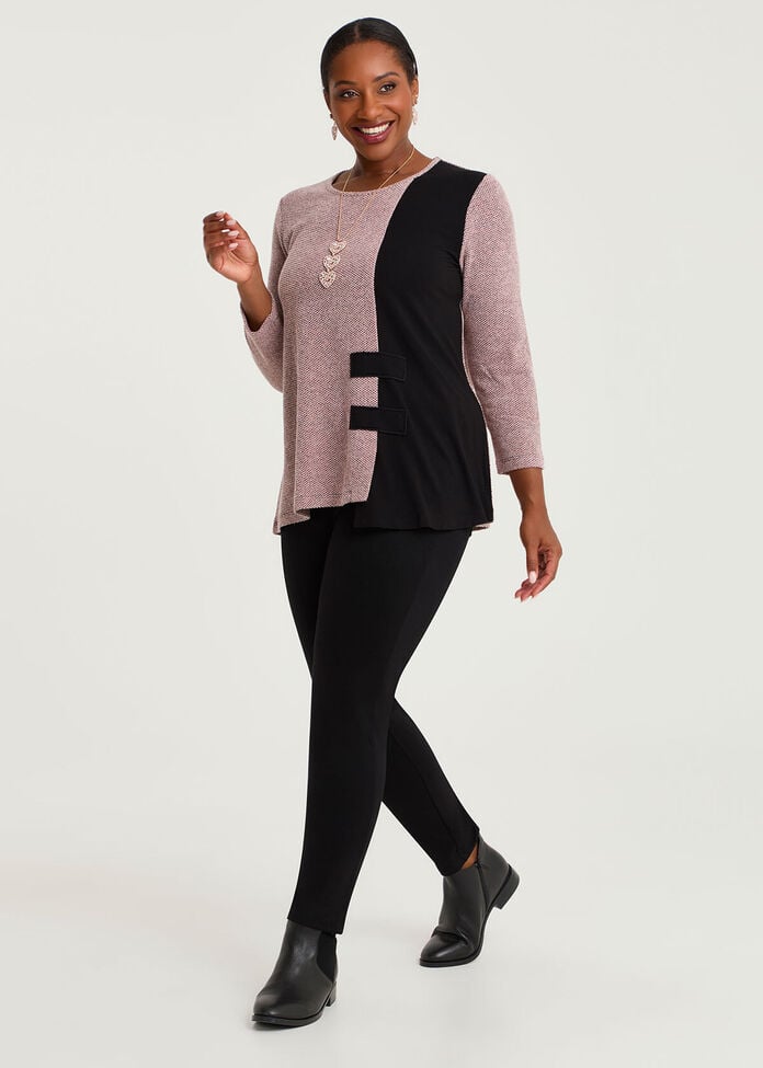 Rose Textured Spliced Top, , hi-res