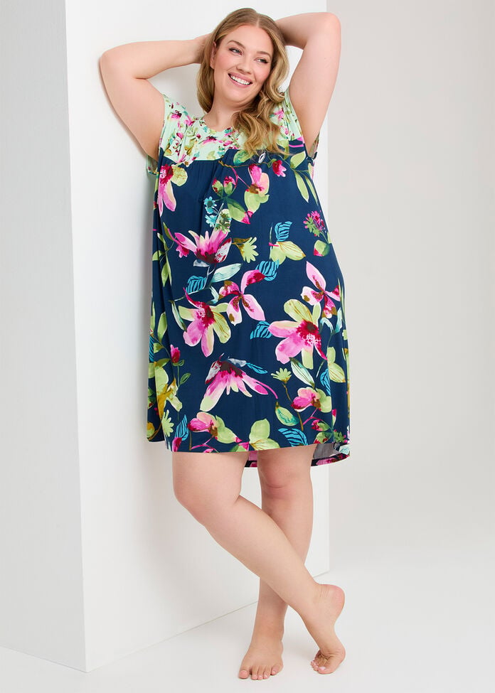 Bamboo Floral Night Nightie, , hi-res