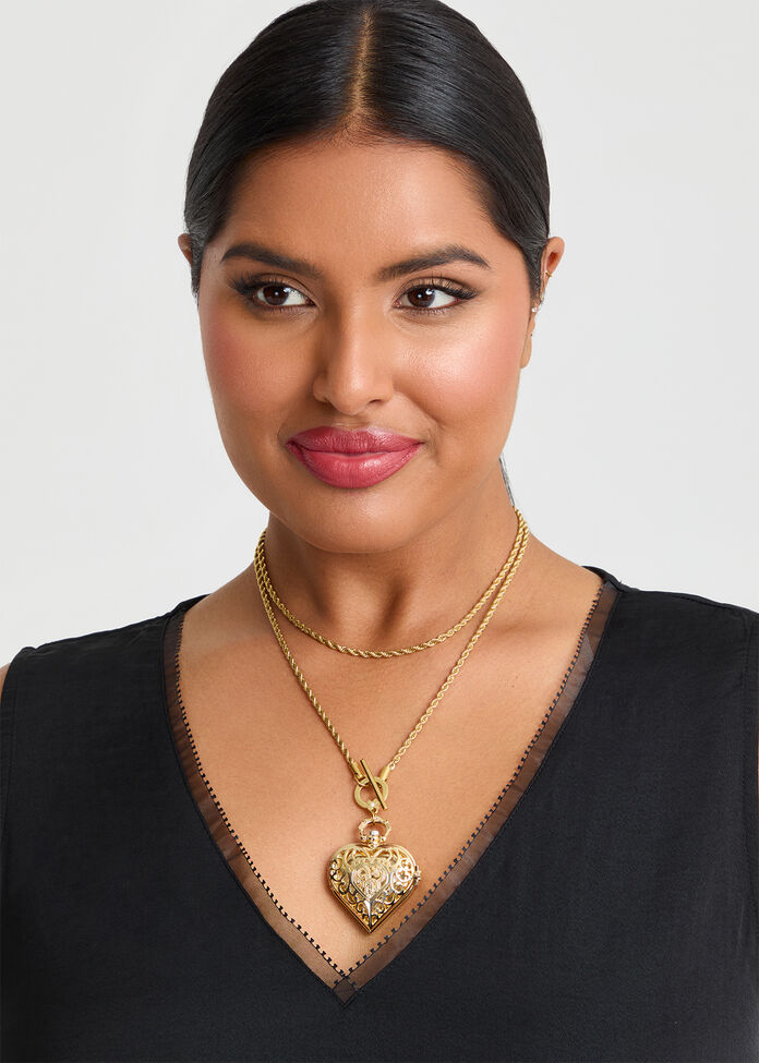 Multi Wear Heart Watch Necklace, , hi-res