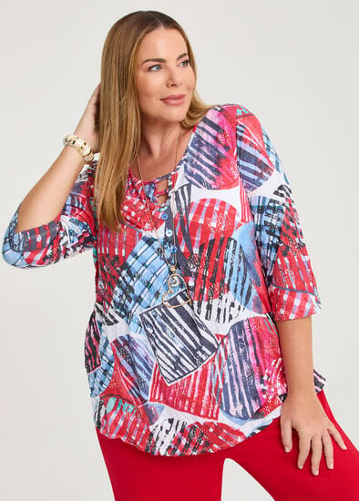 Plus Size Neck Detail Bamboo Crush Top