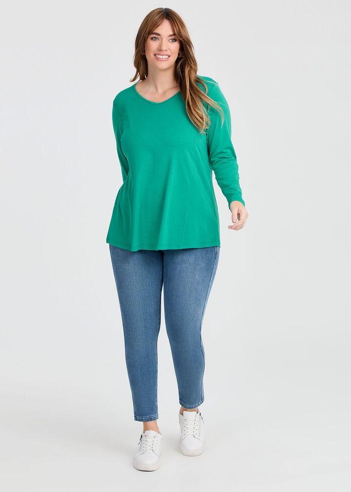 Wool Bamboo V-neck Top, , hi-res