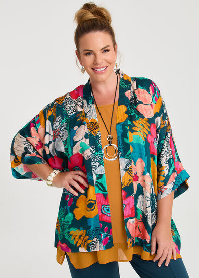 Plus Size Natural Lily Bloom Kimono