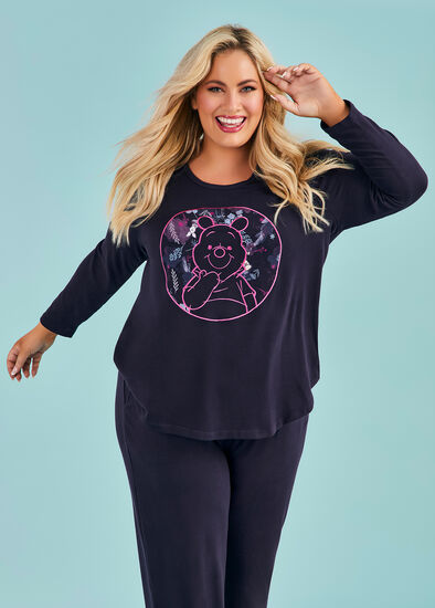 Plus Size Winnie the Pooh Applique Pyjama Top