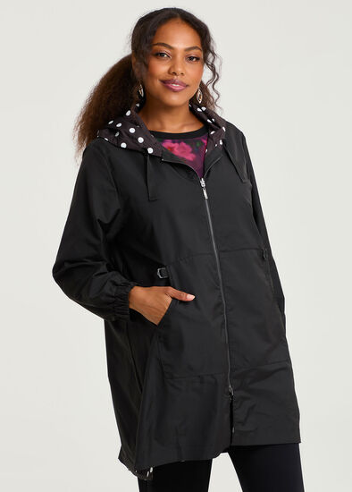 Plus Size Reversible Shower Resist Mia Polka Dot Jacket