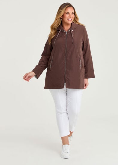 Plus Size Zip Reversible Wind Jacket
