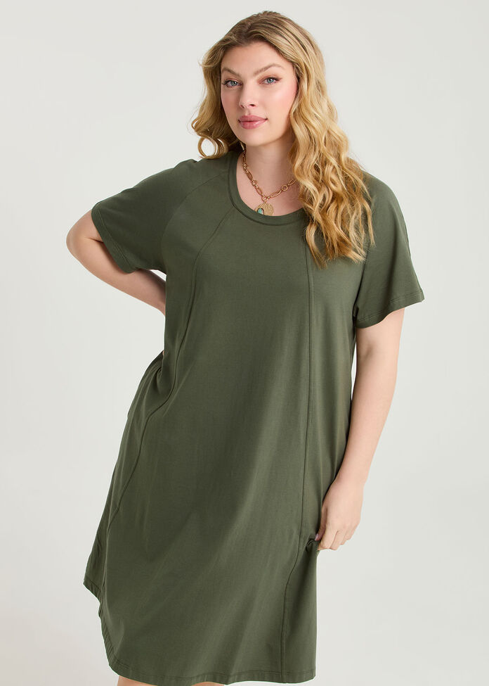 Cotton Seam Detail Dress, , hi-res