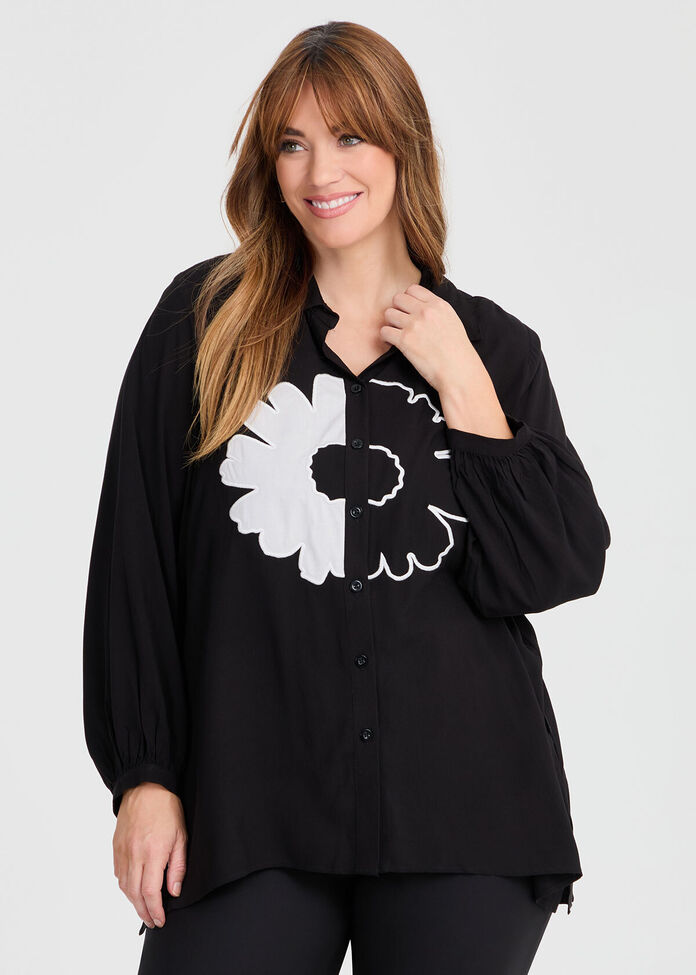 Bamboo Flower Long Sleeve Shirt, , hi-res
