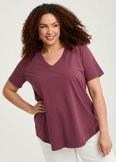 Plus Size Good Earth Australian Cotton V-neck T-shirt