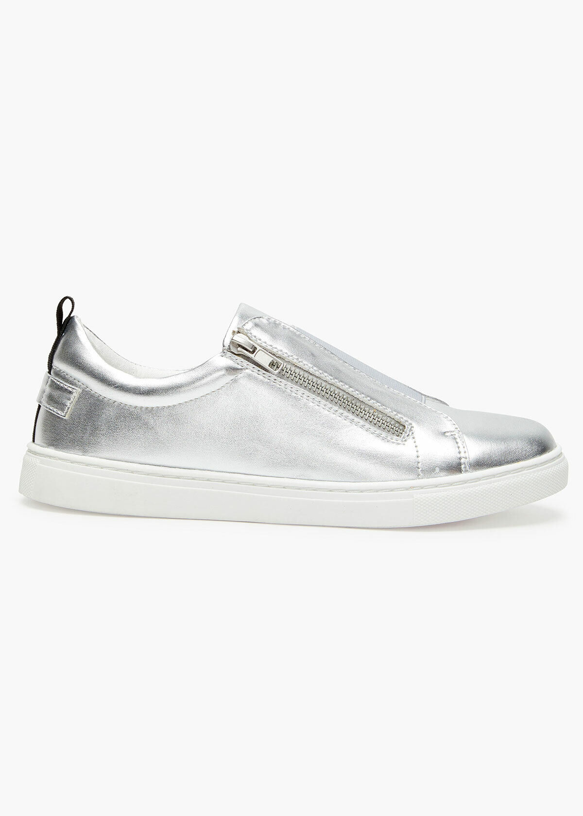 Womens metallic silver sneakers top