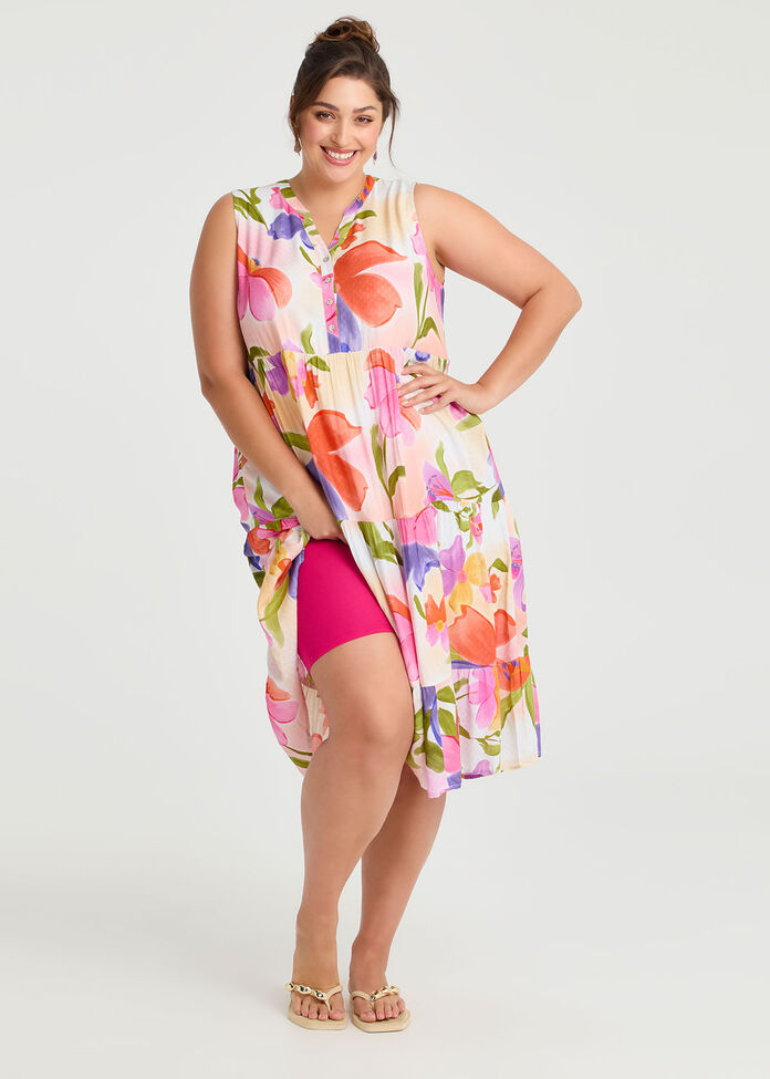 Natural Watercolour Blooms Dress, , hi-res